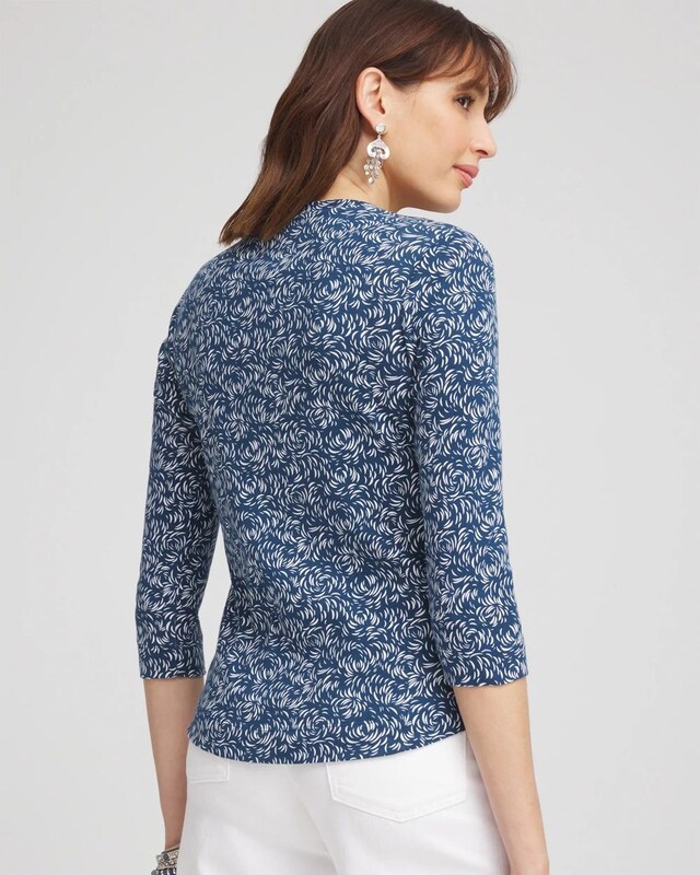Printed Pima 3/4 Sleeve Tee - image 3